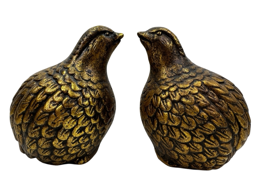 Pair Of Frontgate Gilded Bird Sculptures 5.5H [Photo 1]