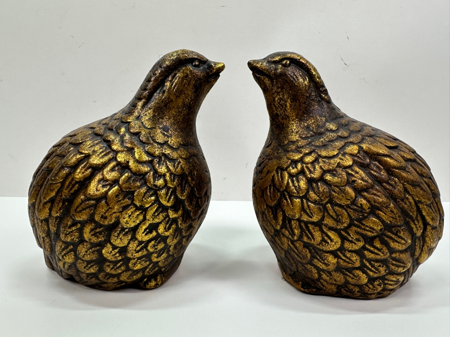 Pair Of Frontgate Gilded Bird Sculptures 5.5H [Photo 2]