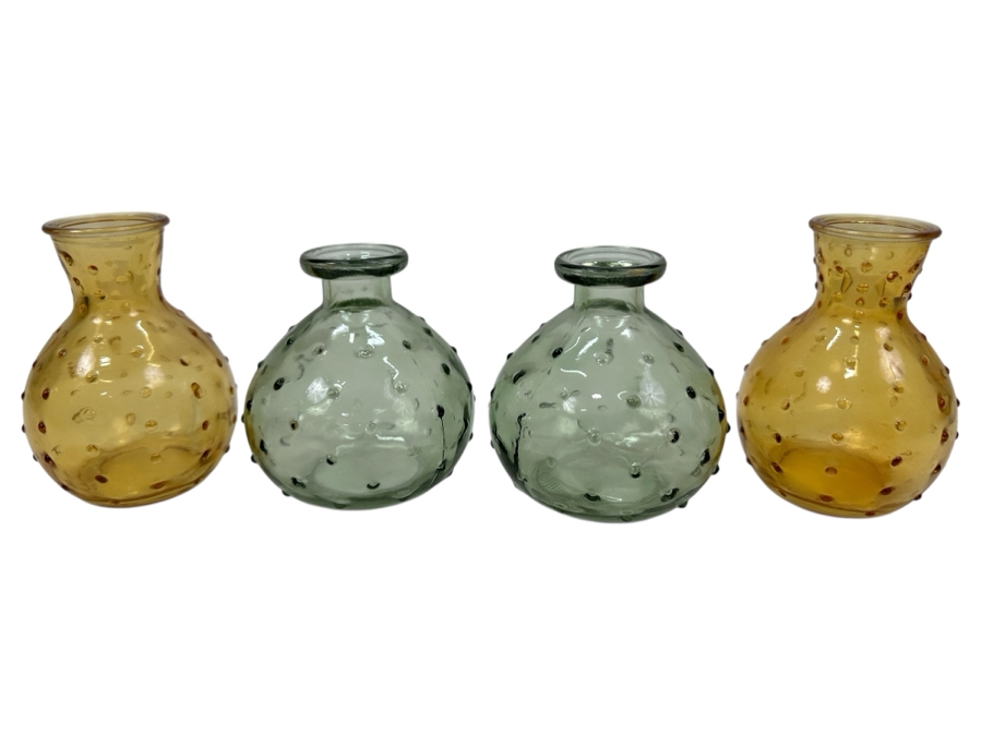(4) Dimple Glass Vases 4H [Photo 1]