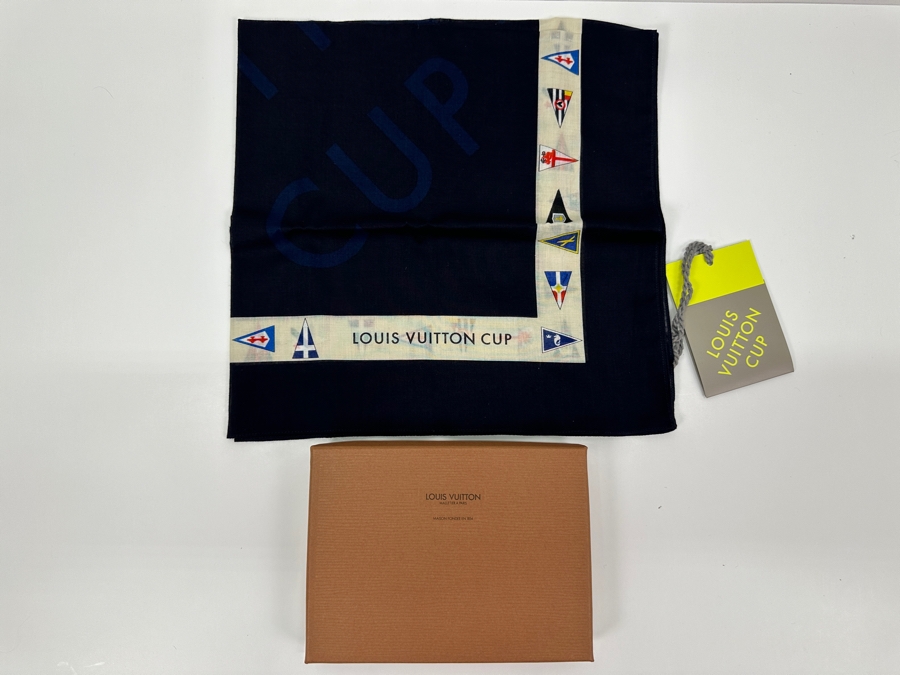 New Louis Vuitton Cup Nautical Flag Navy Blue Scarf With Original Box [Photo 2]