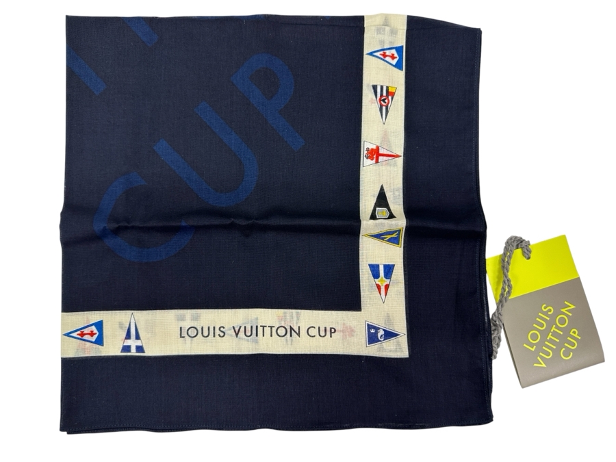 New Louis Vuitton Cup Nautical Flag Navy Blue Scarf With Original Box