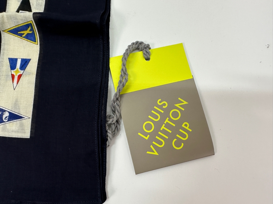 New Louis Vuitton Cup Nautical Flag Navy Blue Scarf With Original Box [Photo 4]