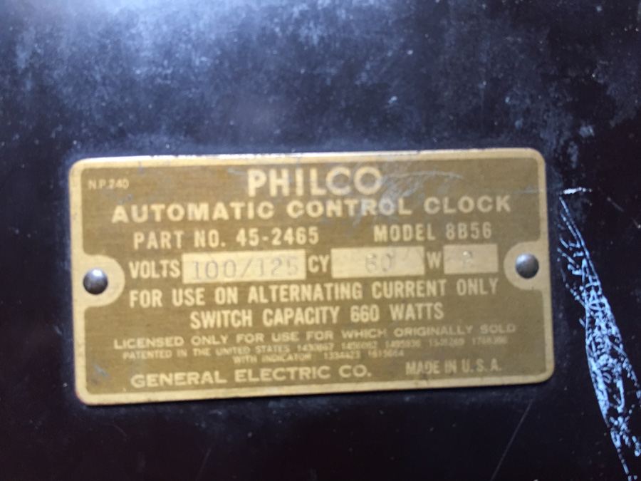 PHILCO Automatic Control Clock Model 8B56 General Electric Co. Working [Photo 12]