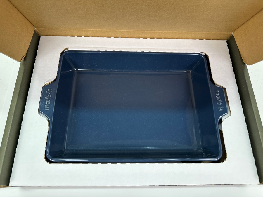 New Rectangular Ceramic Slate Blue Baking Dish By Made In Cookware 17W