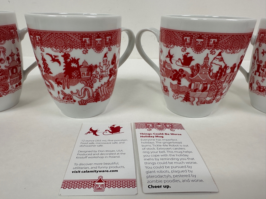 (4) New Calamityware Coffee Cups Designed By Don Moyer Made In Poland 2020 4H [Photo 2]