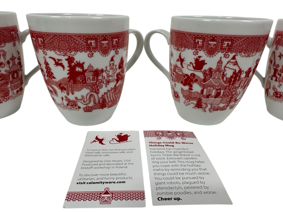 (4) New Calamityware Coffee Cups Designed By Don Moyer Made In Poland 2020 4H [Photo 1]