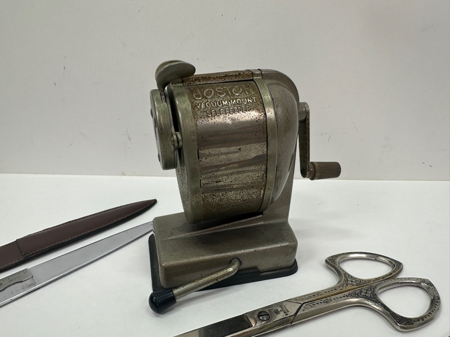 Vintage BOSTON Mechanical Pencil Sharpener, H. Boker & Co. German Scissor / Letter Opener Set, Letter Opener & The Executive Desk Chum [Photo 4]