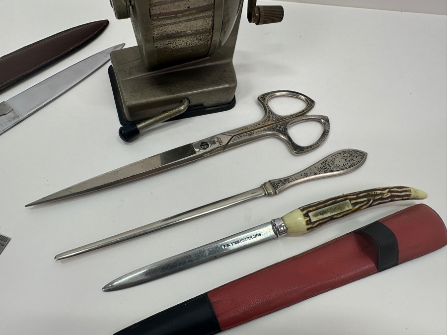 Vintage BOSTON Mechanical Pencil Sharpener, H. Boker & Co. German Scissor / Letter Opener Set, Letter Opener & The Executive Desk Chum [Photo 5]