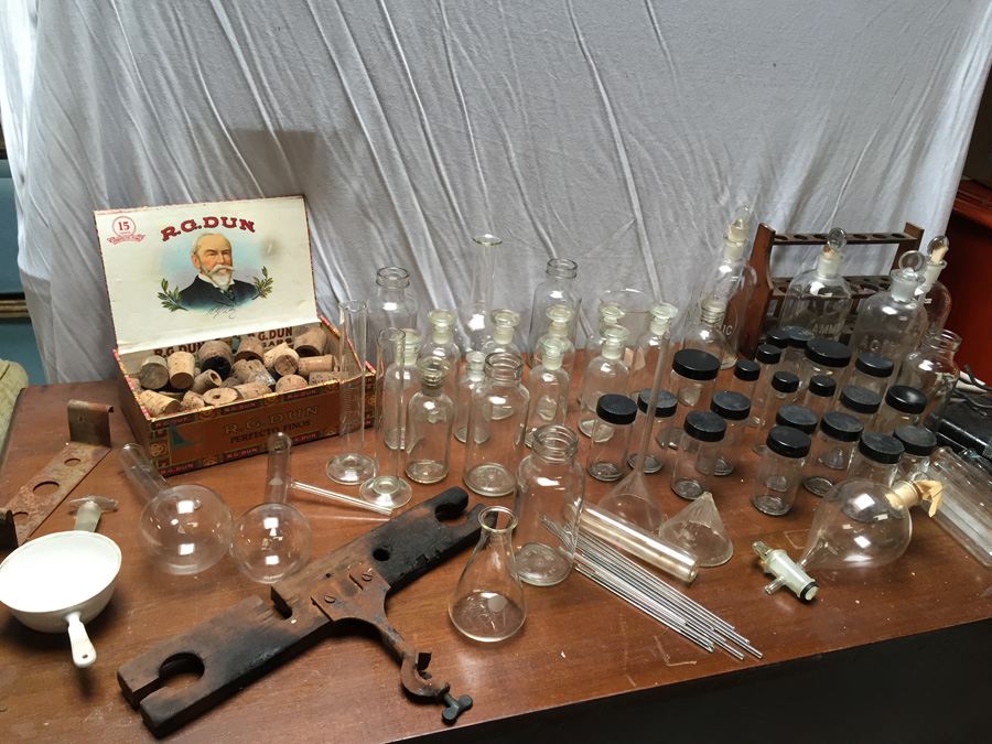 HUGE Vintage Chemistry Lab with Pyrex Glass and Vintage Bottles