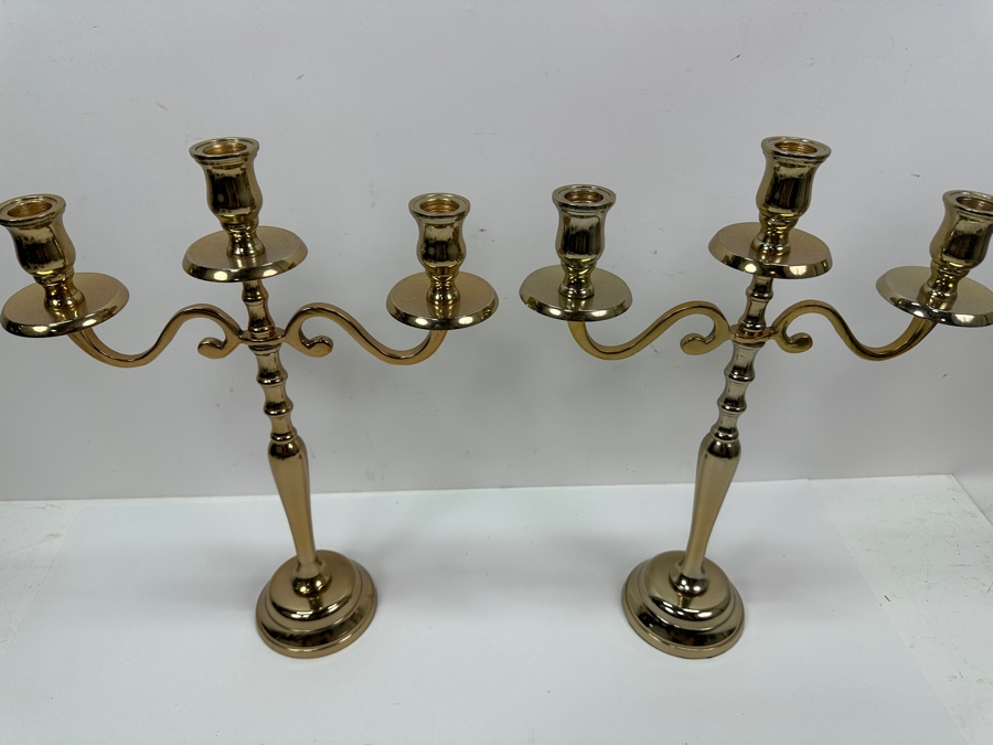 Pair Of Gold Tone Godinger 15' Candelabras [Photo 5]