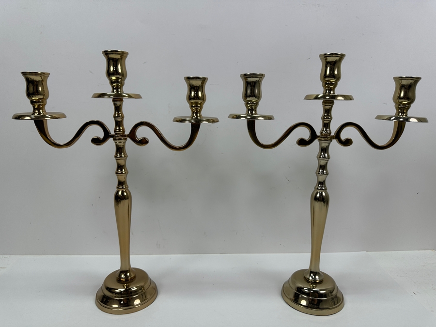 Pair Of Gold Tone Godinger 15' Candelabras [Photo 2]