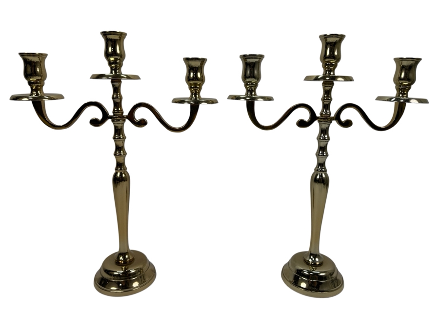 Pair Of Gold Tone Godinger 15' Candelabras [Photo 1]