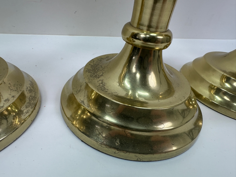 Pair Of Four Gold Tone Candle Holders 10'H & 13'H [Photo 4]