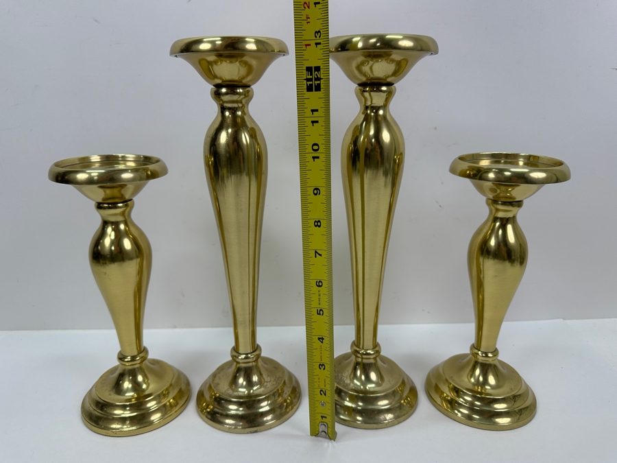 Pair Of Four Gold Tone Candle Holders 10'H & 13'H [Photo 6]