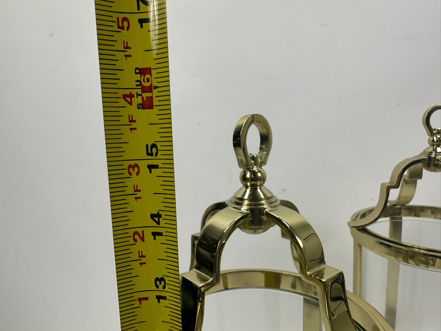 Pair Of New Frontgate Gold Tone Hanging Lanterns 15.5H [Photo 6]