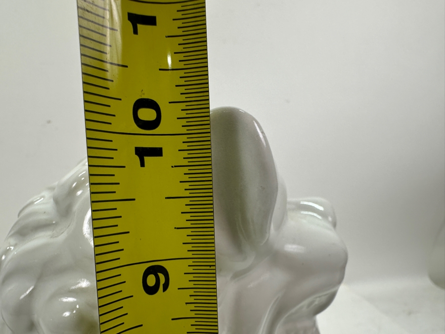 Pair Of Ballard Designs White Ceramic Foo Dog Sculptures 10.25'H [Photo 9]