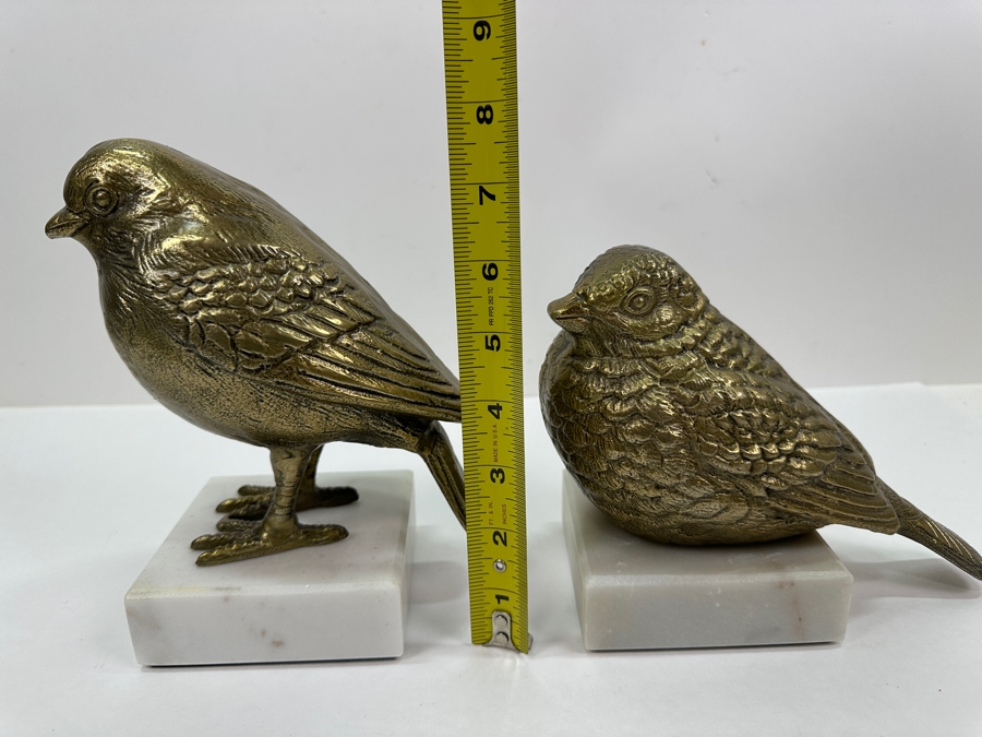 Pair Of Metal Bird Sculptures On Marble Bases 6'H & 8'H [Photo 6]