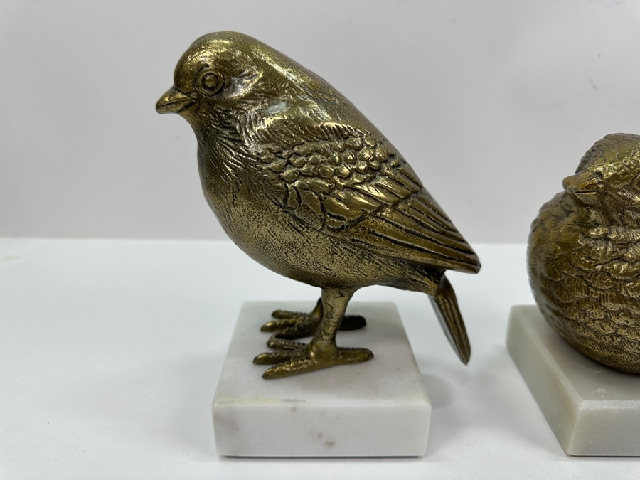 Pair Of Metal Bird Sculptures On Marble Bases 6'H & 8'H [Photo 4]
