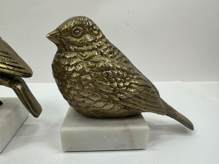 Pair Of Metal Bird Sculptures On Marble Bases 6'H & 8'H [Photo 5]