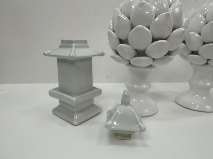 (4) White Decorative Ceramic Decor 8.5'H [Photo 5]