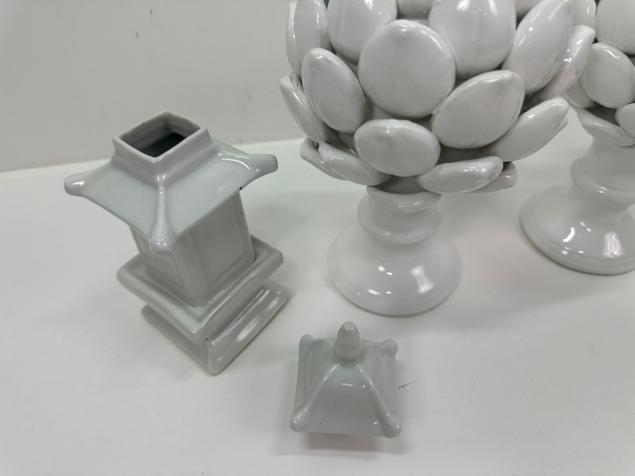 (4) White Decorative Ceramic Decor 8.5'H [Photo 6]