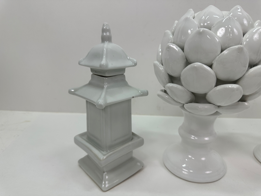 (4) White Decorative Ceramic Decor 8.5'H [Photo 4]