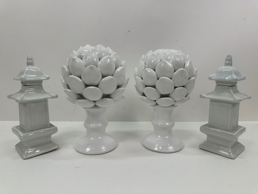 (4) White Decorative Ceramic Decor 8.5'H [Photo 2]