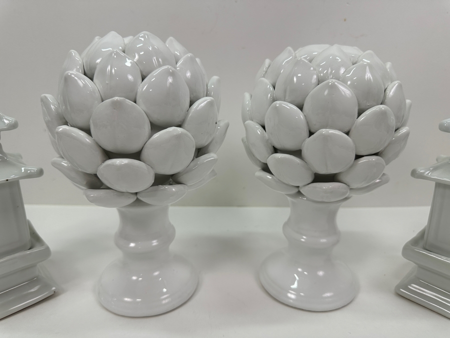 (4) White Decorative Ceramic Decor 8.5'H [Photo 3]
