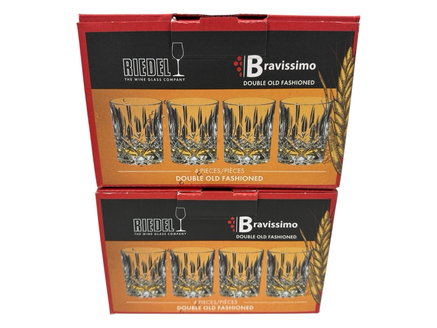 (8) Riedel Bravissimo Double Old Fashioned Crystal Glasses With Original Boxes