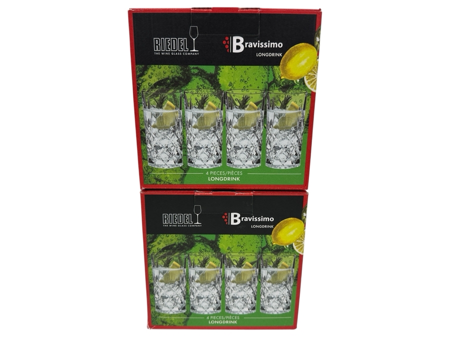 (8) Riedel Bravissimo Longdrink Crystal Glasses With Original Boxes