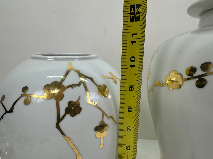(4) Frontgate Jars With Gilded Blossoms 5.5'H To 16'H [Photo 10]