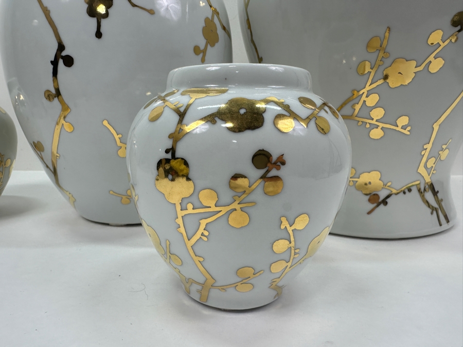 (4) Frontgate Jars With Gilded Blossoms 5.5'H To 16'H [Photo 5]