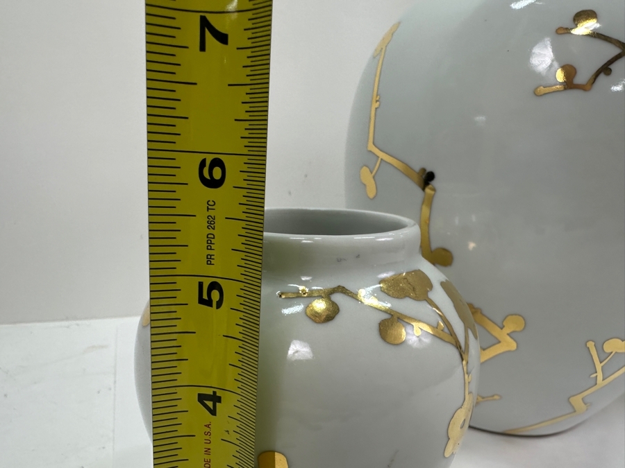 (4) Frontgate Jars With Gilded Blossoms 5.5'H To 16'H [Photo 11]