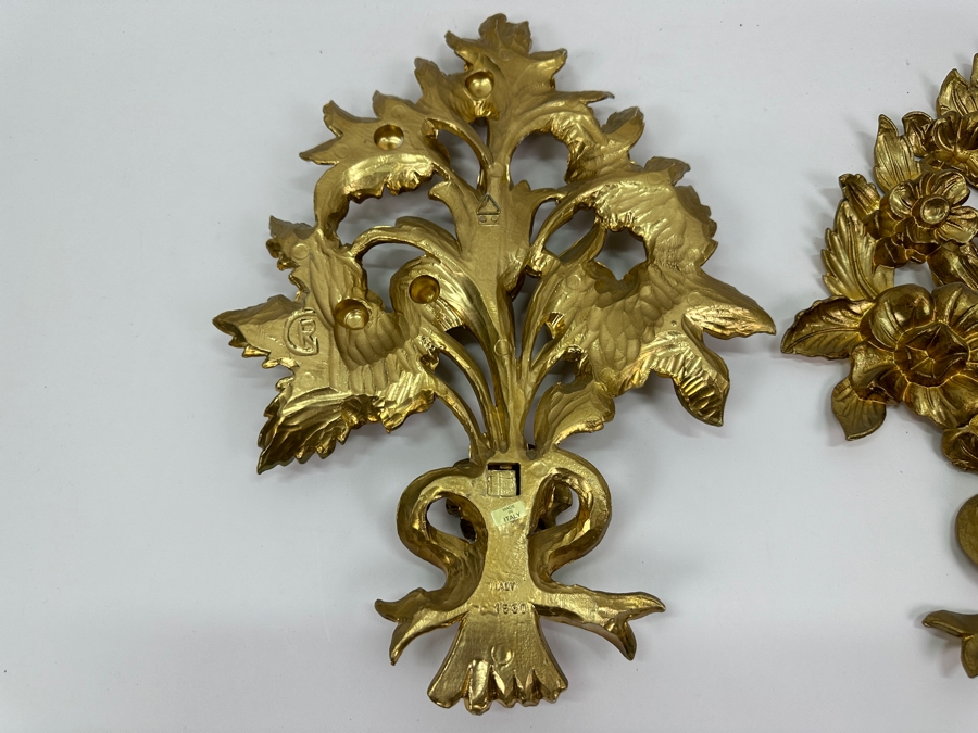 Pair Of Italian Gilt Floral Wall Decor [Photo 4]