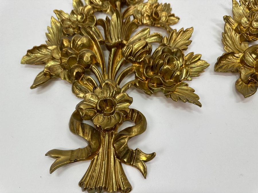 Pair Of Italian Gilt Floral Wall Decor [Photo 2]