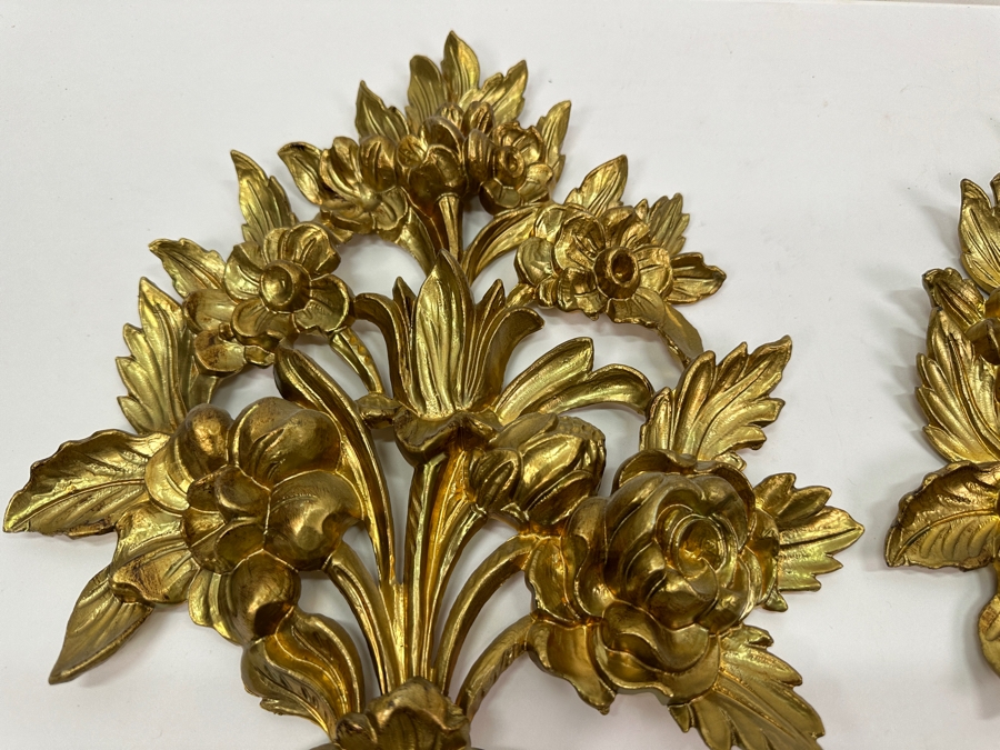 Pair Of Italian Gilt Floral Wall Decor [Photo 3]