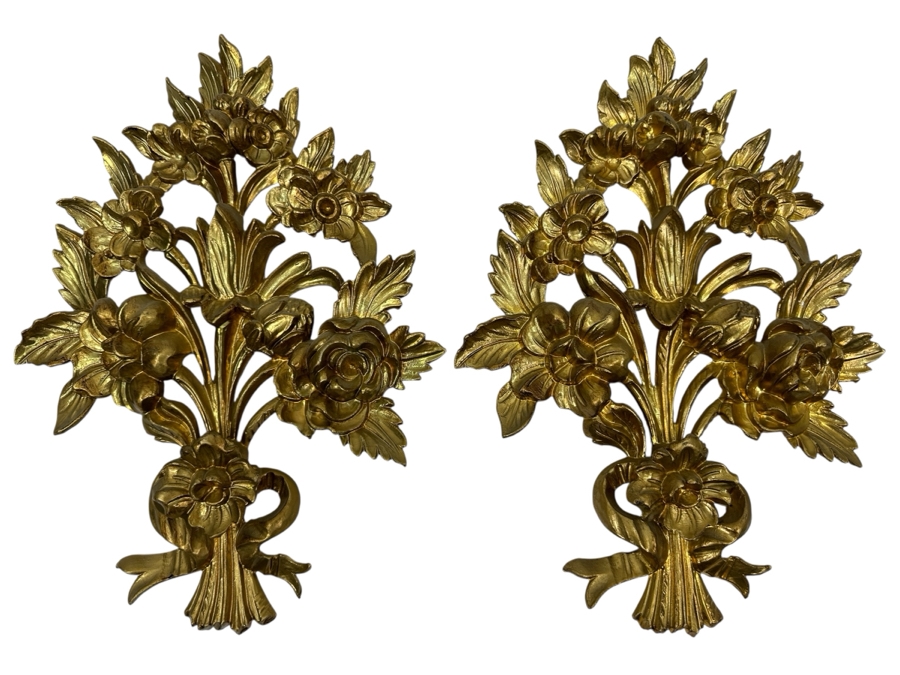 Pair Of Italian Gilt Floral Wall Decor [Photo 1]