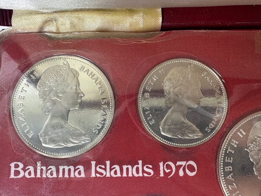 Vintage 1970 Bahamas 9-Coin Proof Set Struck By The Franklin Mint Featuring Four Silver Coins Weighing 2.873 Troy Ounces [Photo 5]