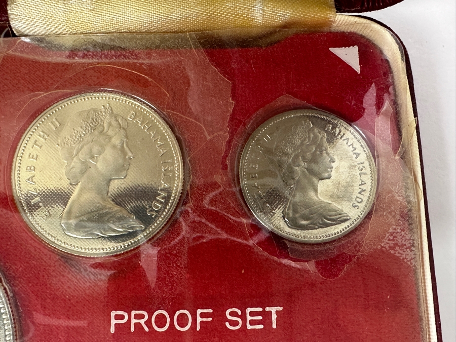 Vintage 1970 Bahamas 9-Coin Proof Set Struck By The Franklin Mint Featuring Four Silver Coins Weighing 2.873 Troy Ounces [Photo 6]