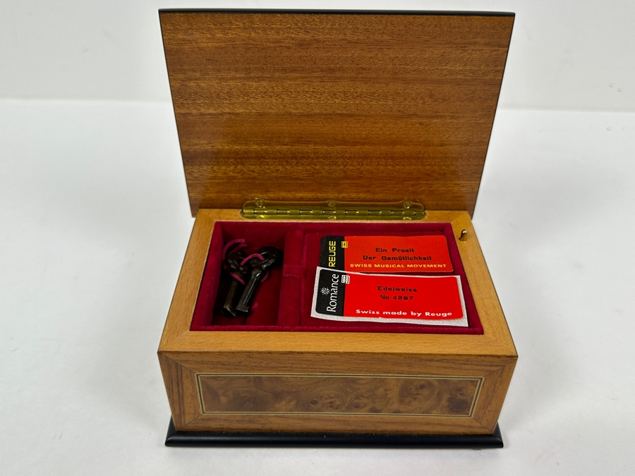 Wooden Musical Jewelry Box Reuge 5W X 3.5D X 2.5H [Photo 5]