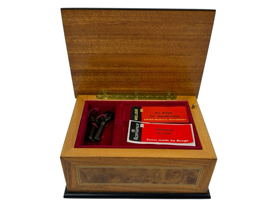 Wooden Musical Jewelry Box Reuge 5W X 3.5D X 2.5H [Photo 1]
