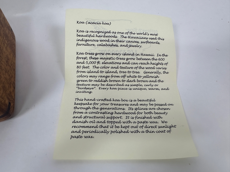 Handcrafted Hawaiian Koa Wooden Box Woodcraft By Roy Tsumoto 6W X 4D X 3H Retails $135 [Photo 6]