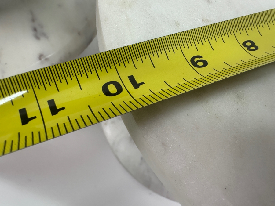 (4) Marble Pedestal Stands With Metal Bases: (2) 12”W & (2) 10”W [Photo 6]