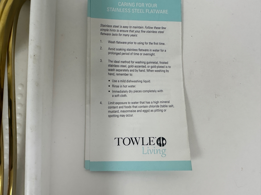 New Towle Living Gold Tone Stainless Steel Flatware Set Approximate Service For 8 [Photo 6]