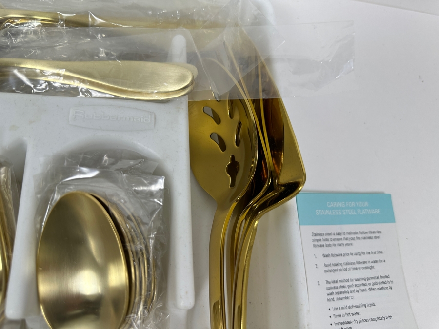 New Towle Living Gold Tone Stainless Steel Flatware Set Approximate Service For 8 [Photo 5]
