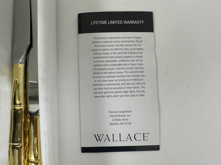 New Wallace Gold Tone Faux Bamboo Stainless Steel Flatware Set Approximate Service For 4 [Photo 6]