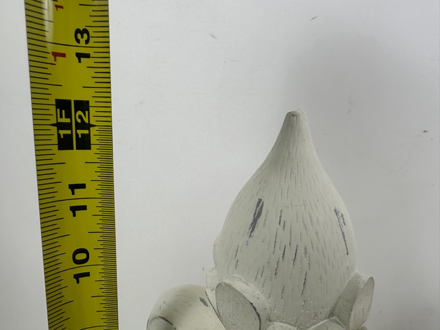 Pair Of Wooden Fleur-de-lis Sculptures 12H And White Ceramic Pineapple Sculpture 13.5H [Photo 6]