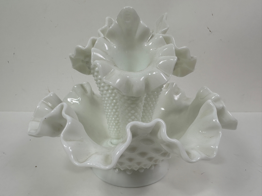 Vintage Fenton Milk Glass Hobnail Epergne 8W X 6H [Photo 6]