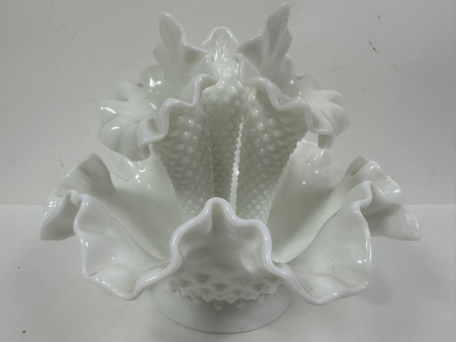 Vintage Fenton Milk Glass Hobnail Epergne 8W X 6H [Photo 2]