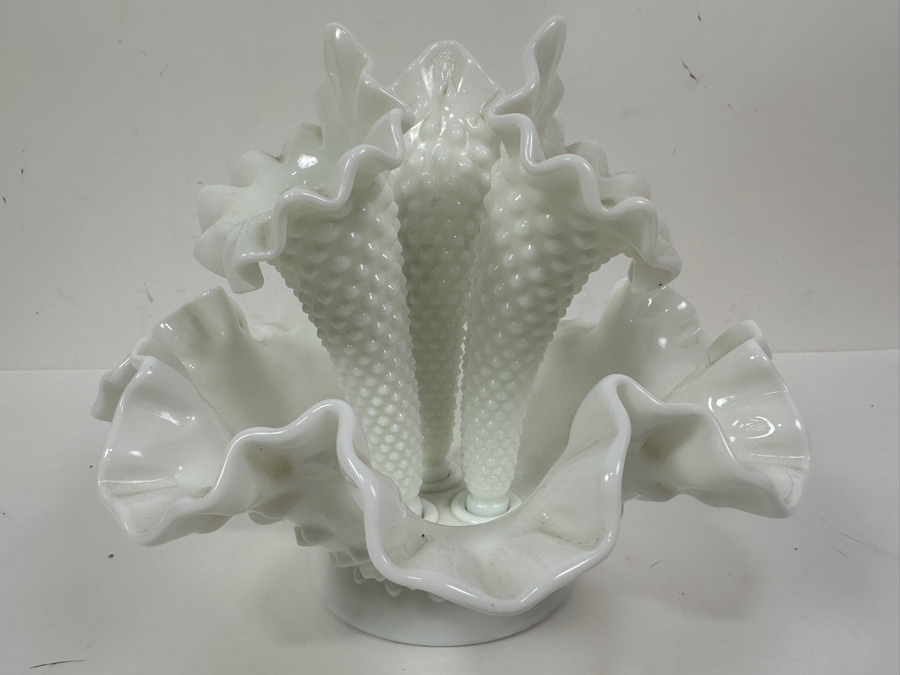 Vintage Fenton Milk Glass Hobnail Epergne 8W X 6H [Photo 7]